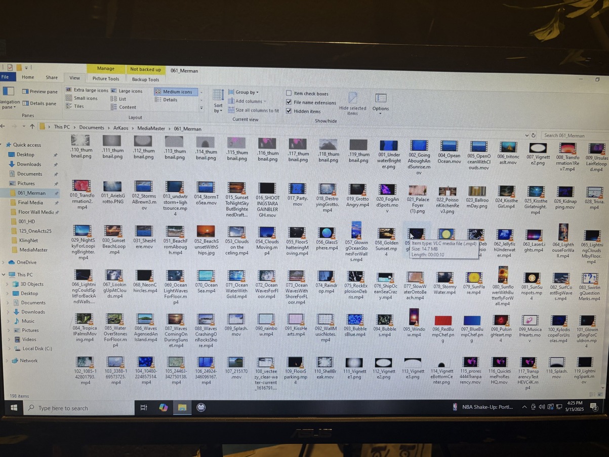 This is a view of the media master folder that I used. I had this connected to Drive for Desktop, this was super nice because I was able to collect media from other devices/perople without having to use a flash drive or sd card.