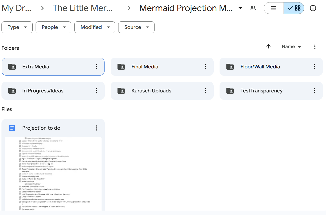 Here is a picture of the folder that I made to house all of the media for the show.