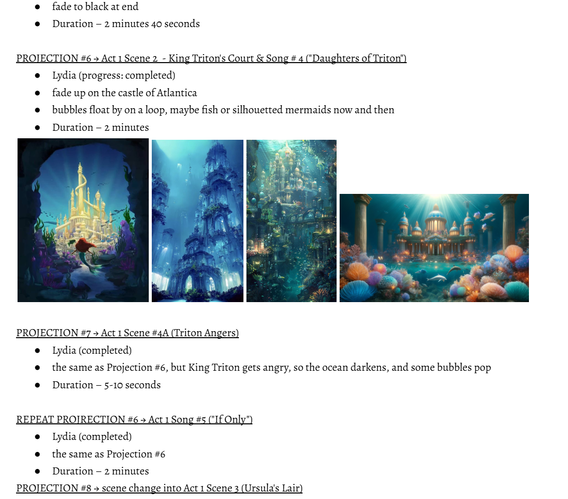 Here is a photo of the master projection list, it showed the general area where the projection was showed and what the projection was supposed to be.