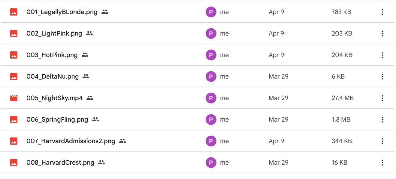 The beginning of my projections folder. It had 50 items total.