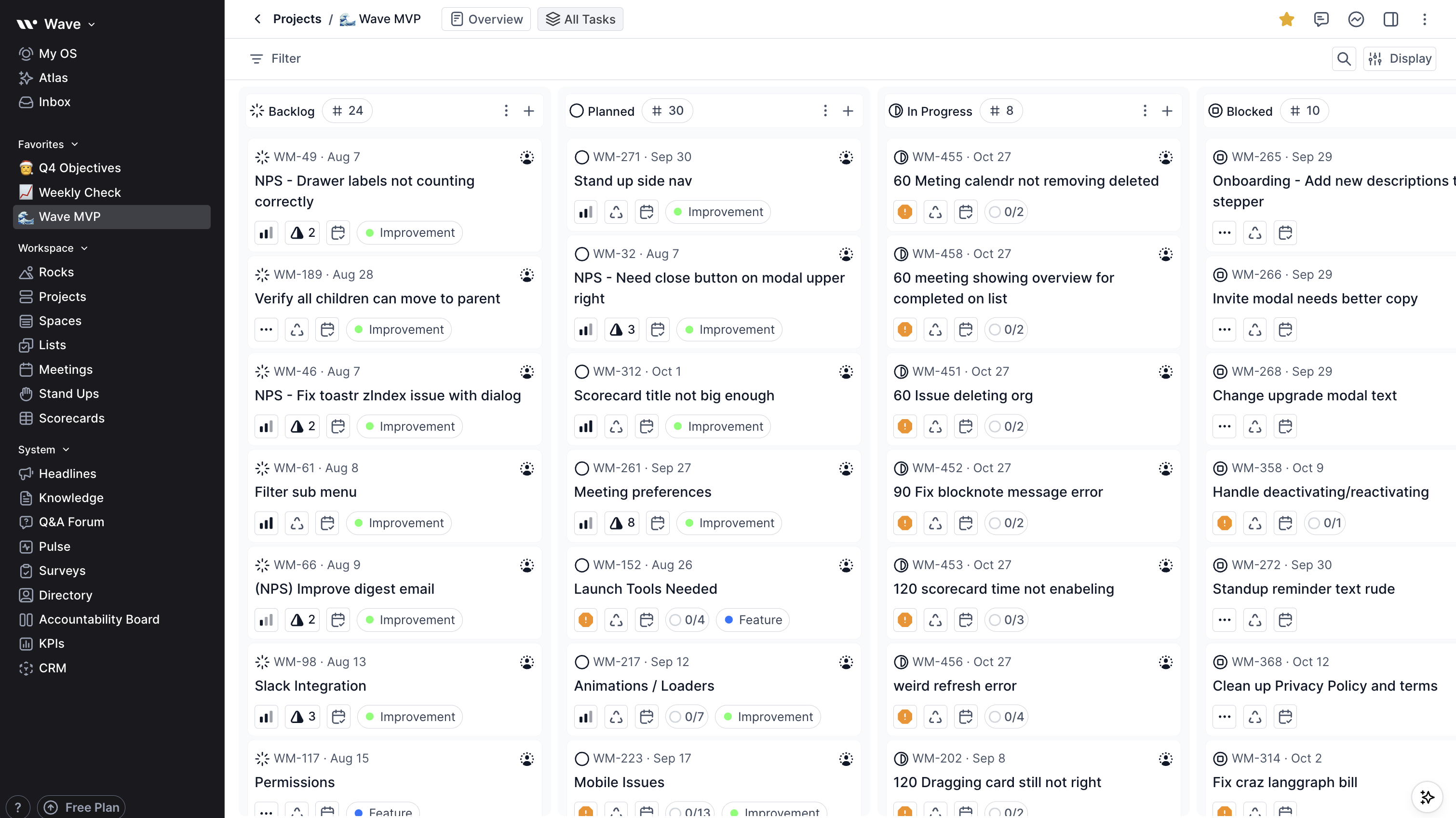 Projects Kanban View