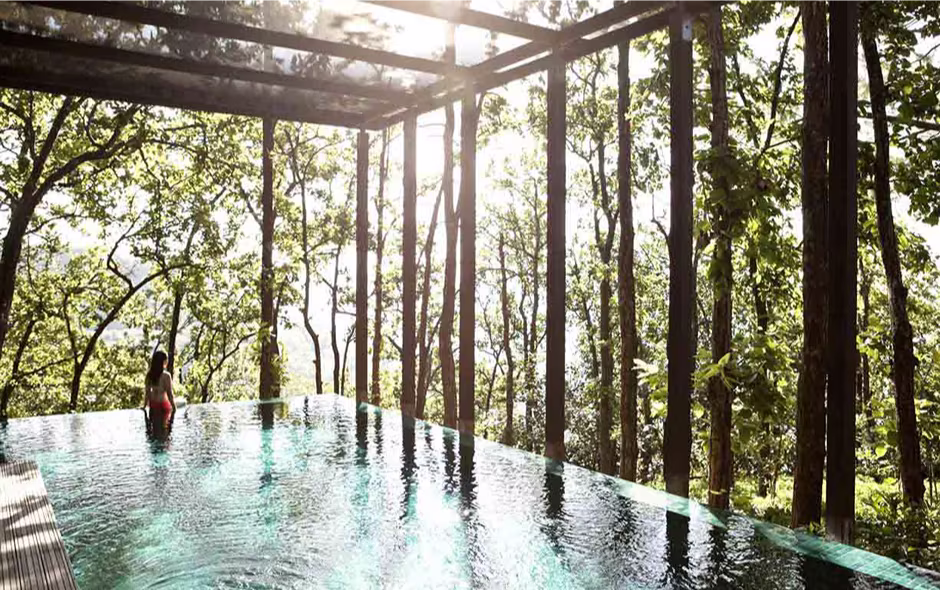 Villa pool at Ananda in the Himalayas India wellness resort