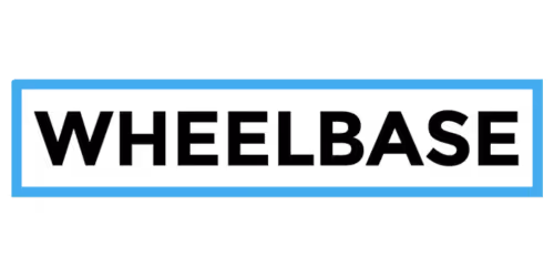 Wheelbase logo with black text on white background inside blue border