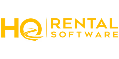 HQ Rental Software logo in yellow and white with circular design
