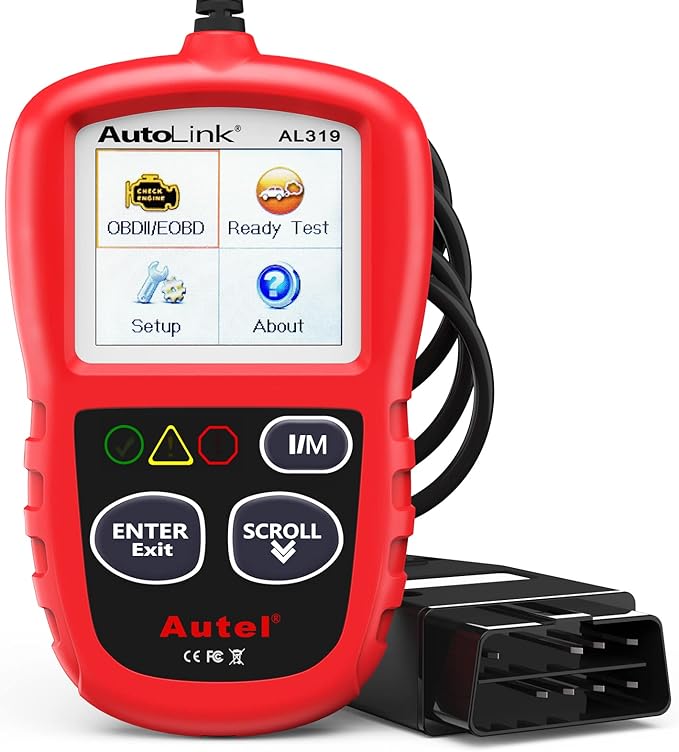 Red Autel AutoLink AL319 OBD2 car diagnostic scanner tool