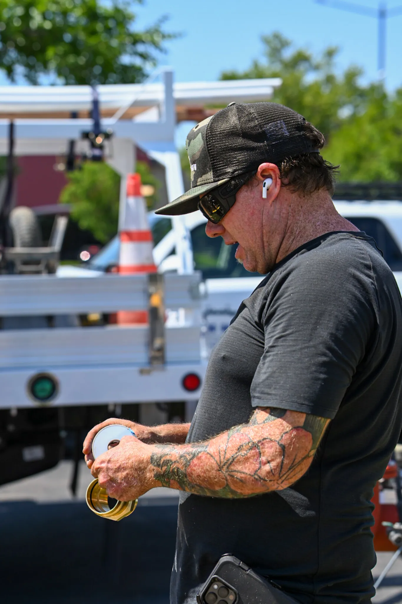 A man working with tape