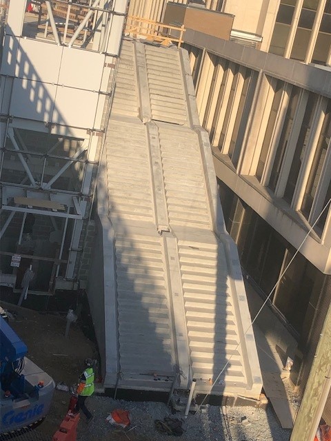 Installed stairs at the Chevy Chase Purple Line station