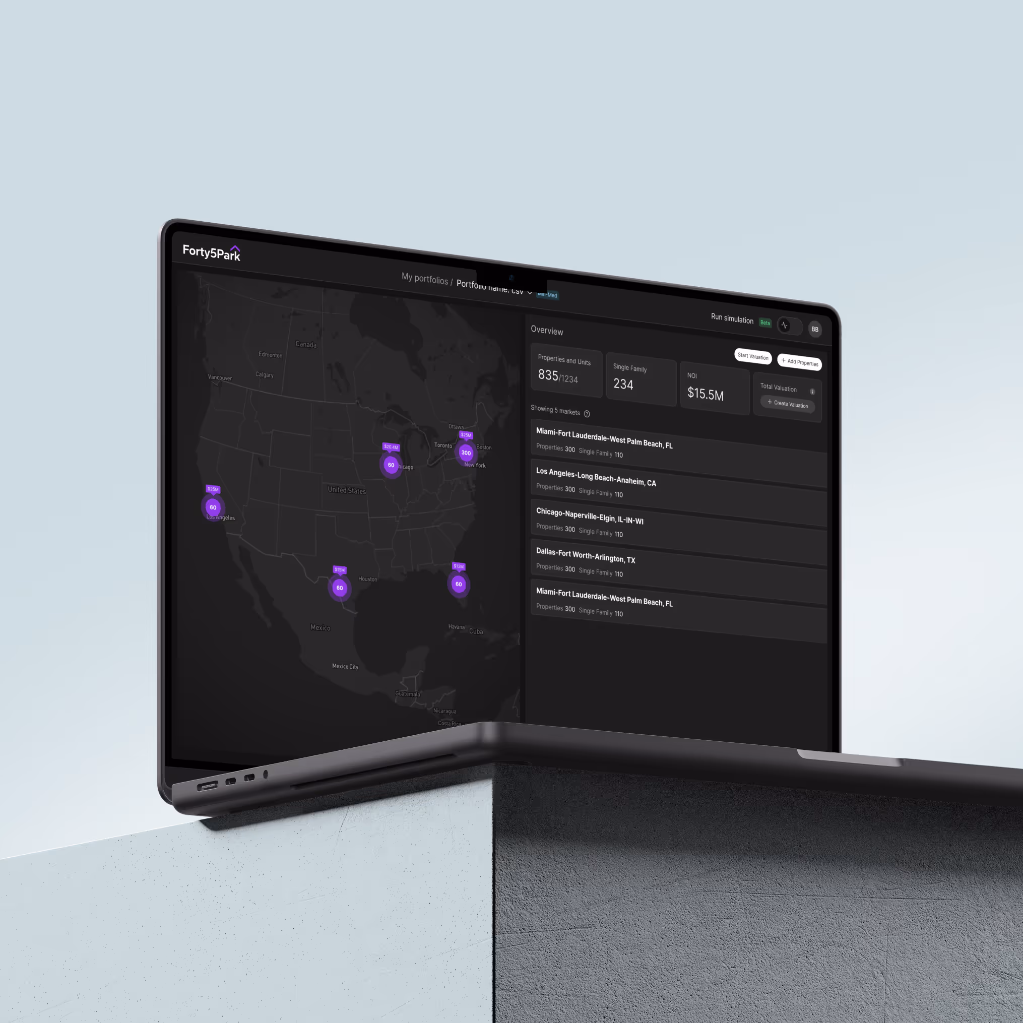 Forty5Park project thumbnail showing website interface and design mockup