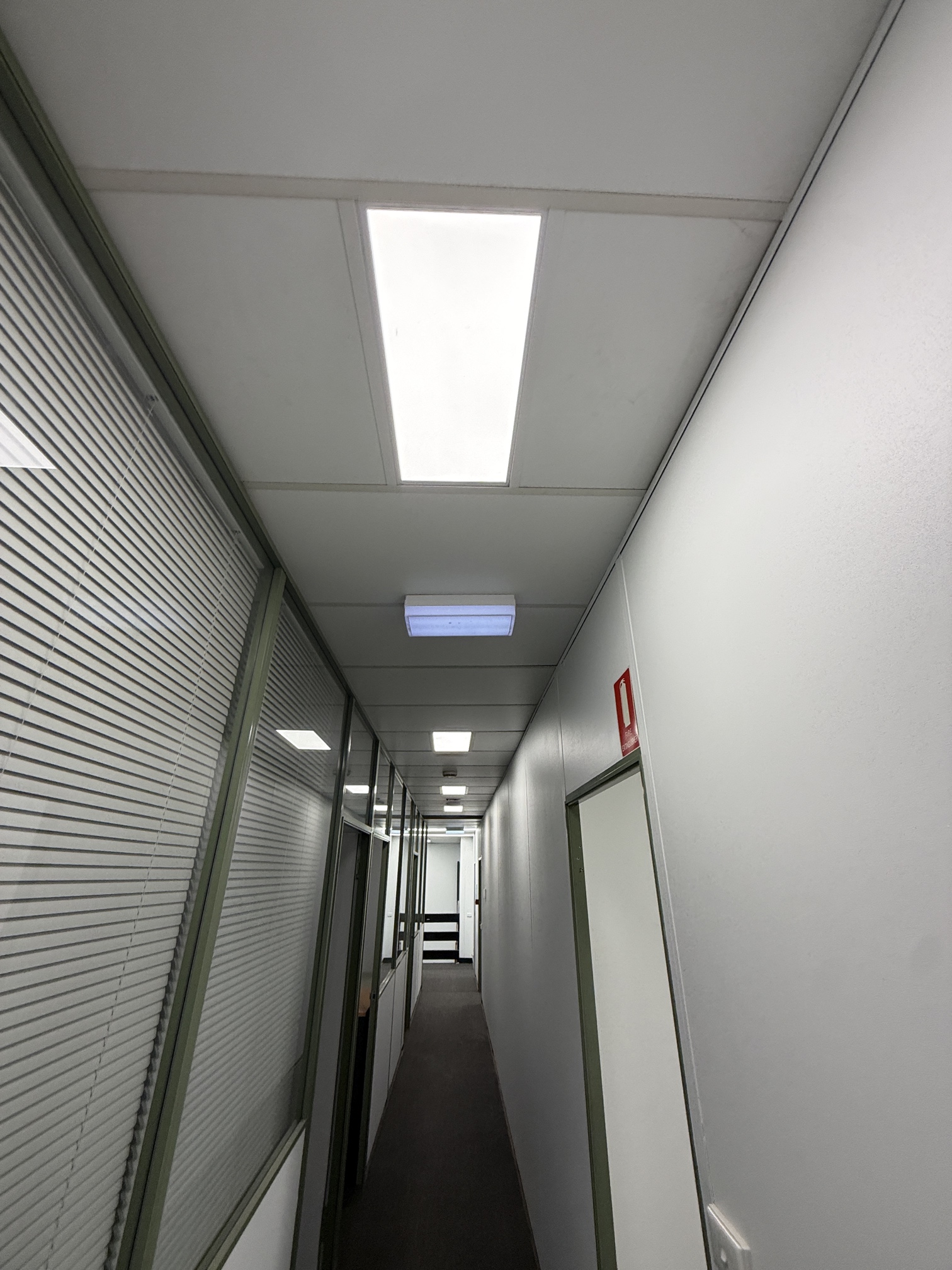 Commercial LED panel lighting upgrade completed by Ferguson Electrical at Advanced Precast office in Bangholme
