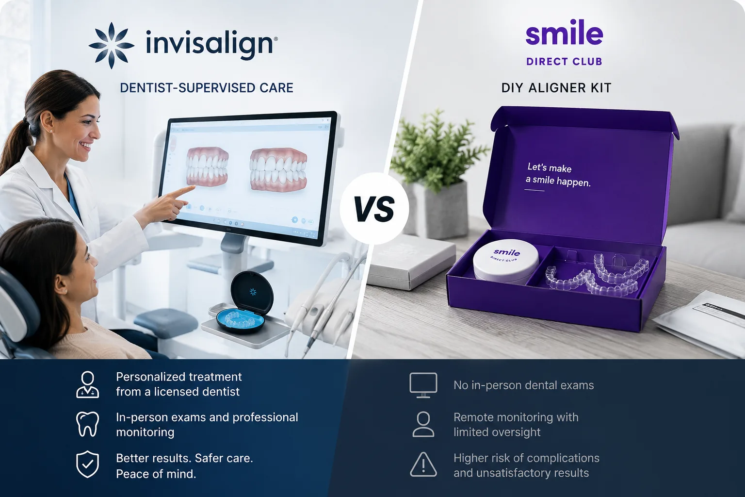 Invisalign vs SmileDirectClub: Why Dentist-Supervised Treatment Wins