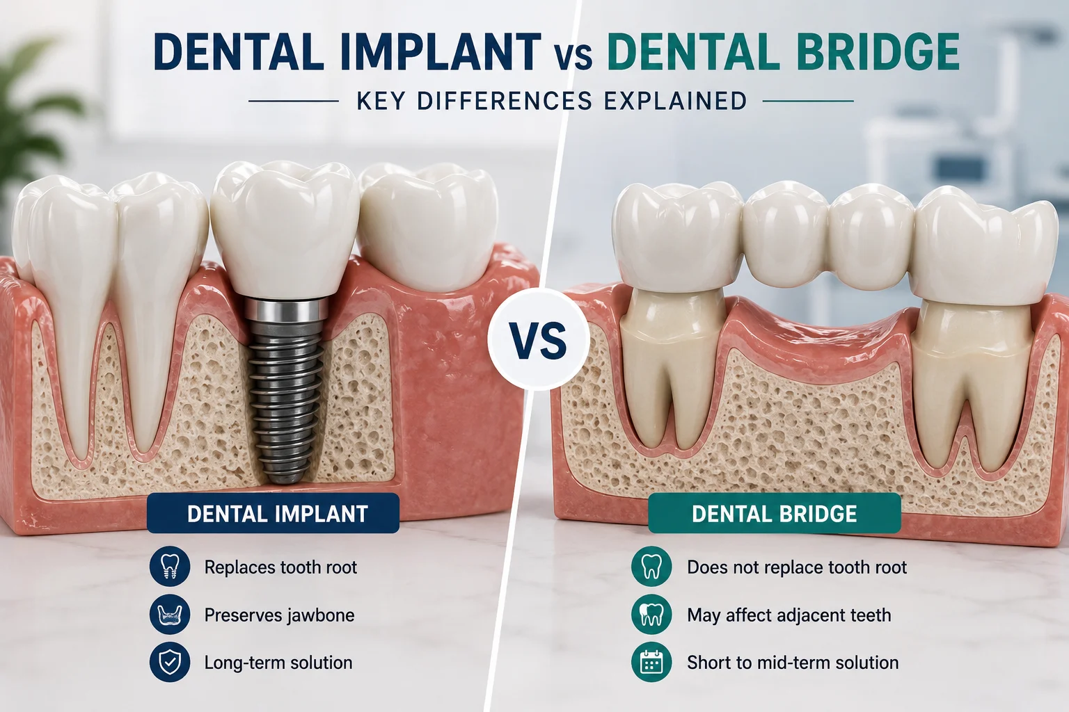 Dental Implant vs Dental Bridge: Key Differences Explained