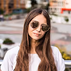 Outdoor Pportrait Cute Young Woman Bridge European City