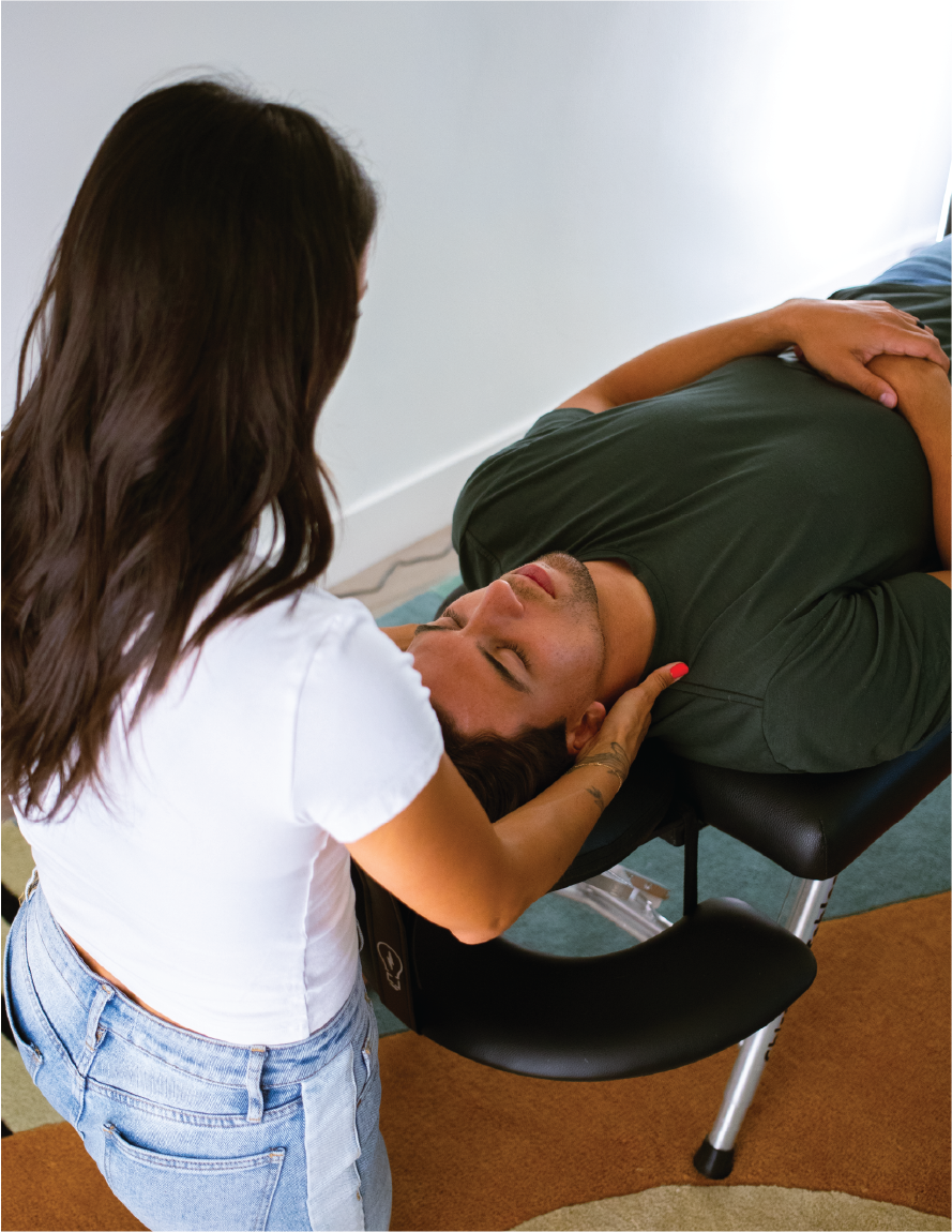Liv the chiropractor adjusting client