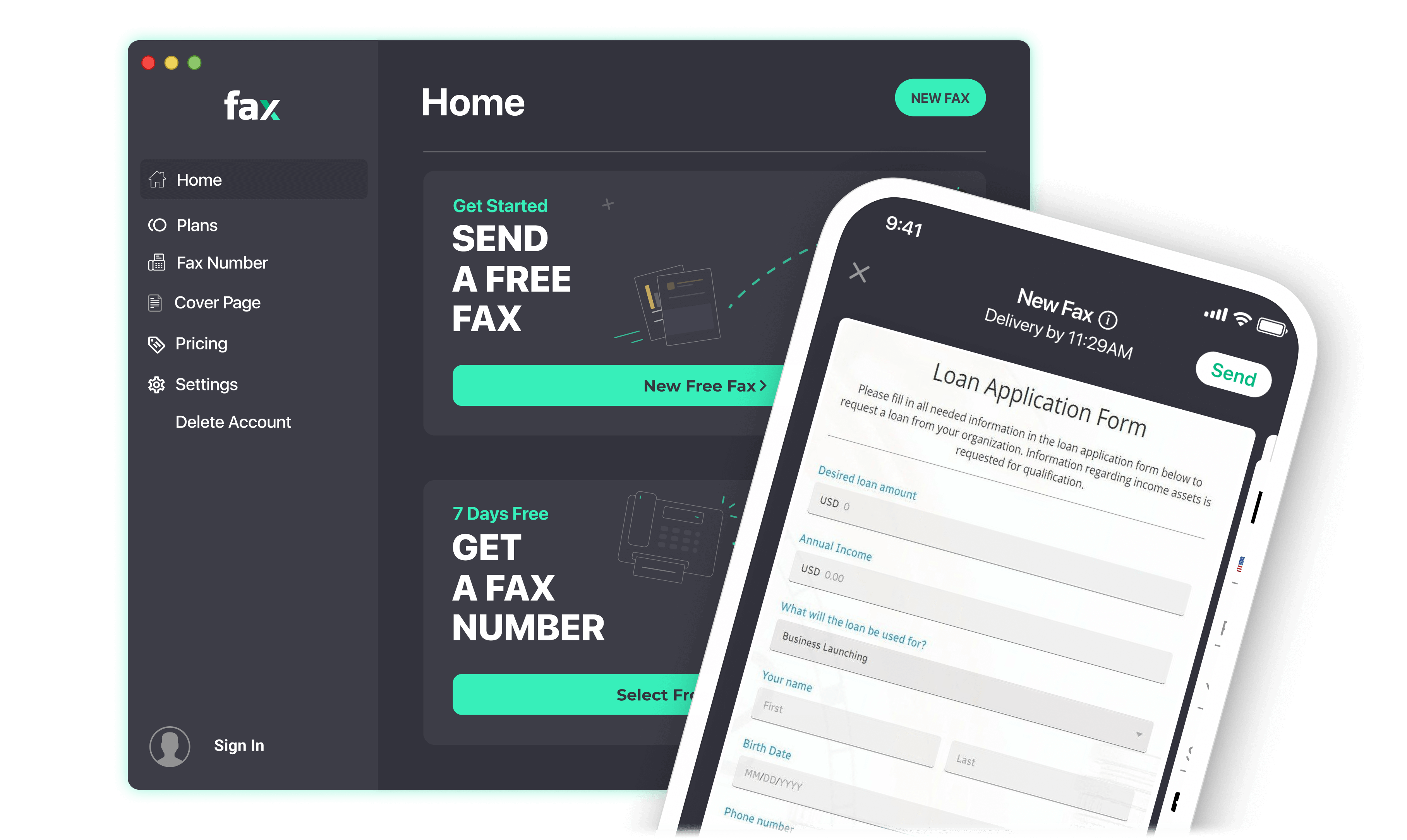 fax loan documents for free