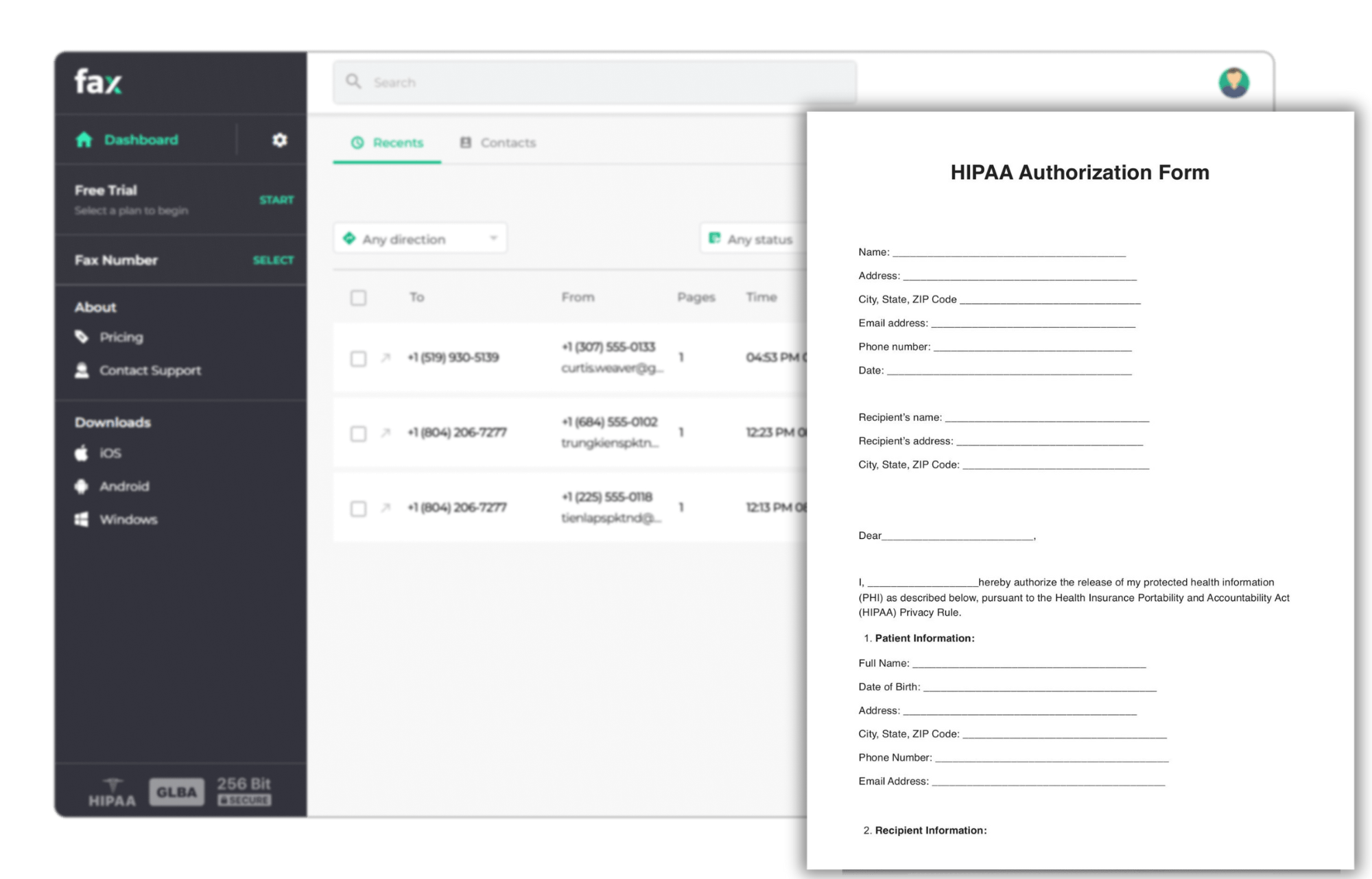 Faxing HIPAA Authorization Form