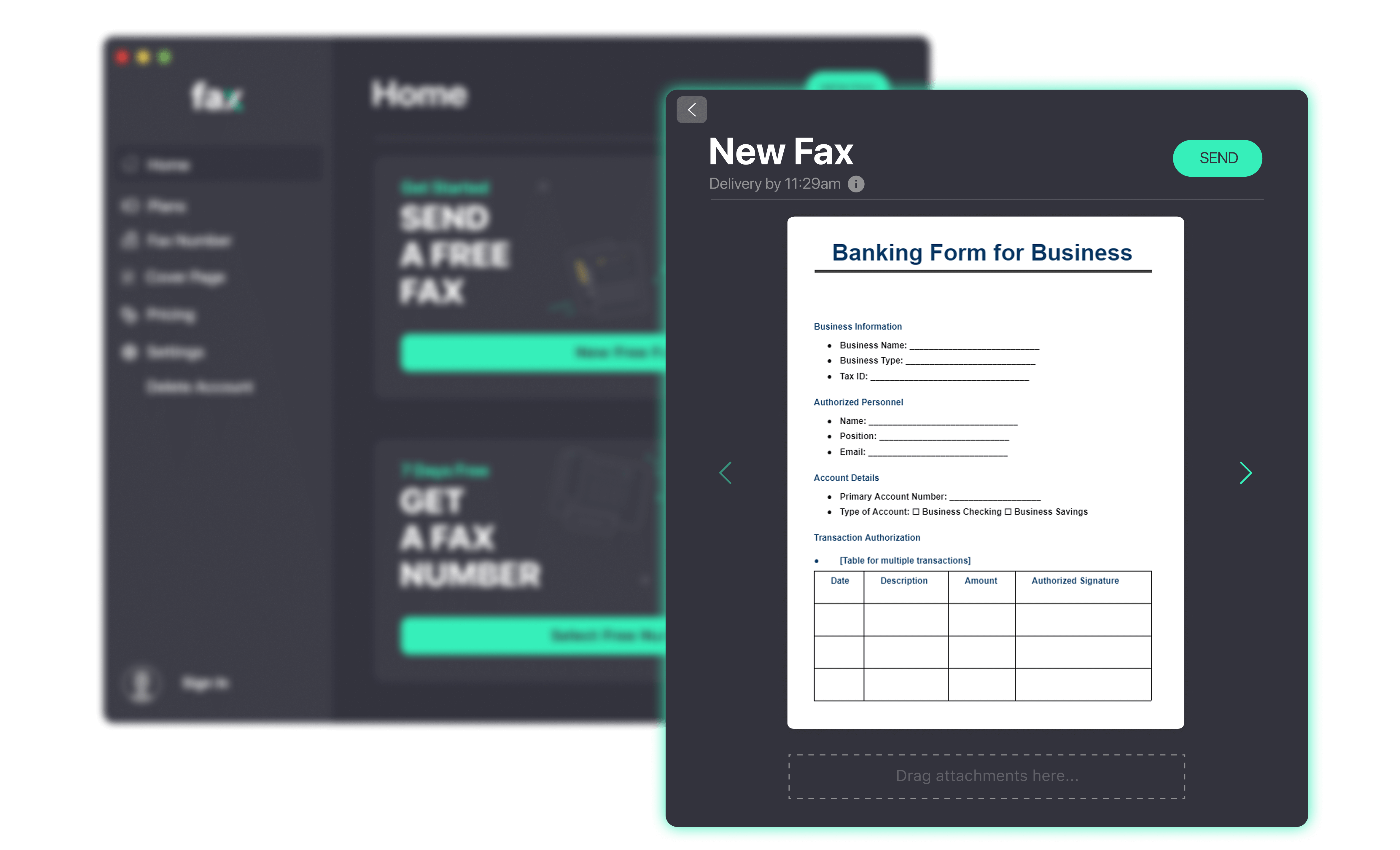 Fax bank forms