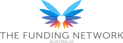 The Funding Network Australia logo with colorful wings forming a heart shape above the text.