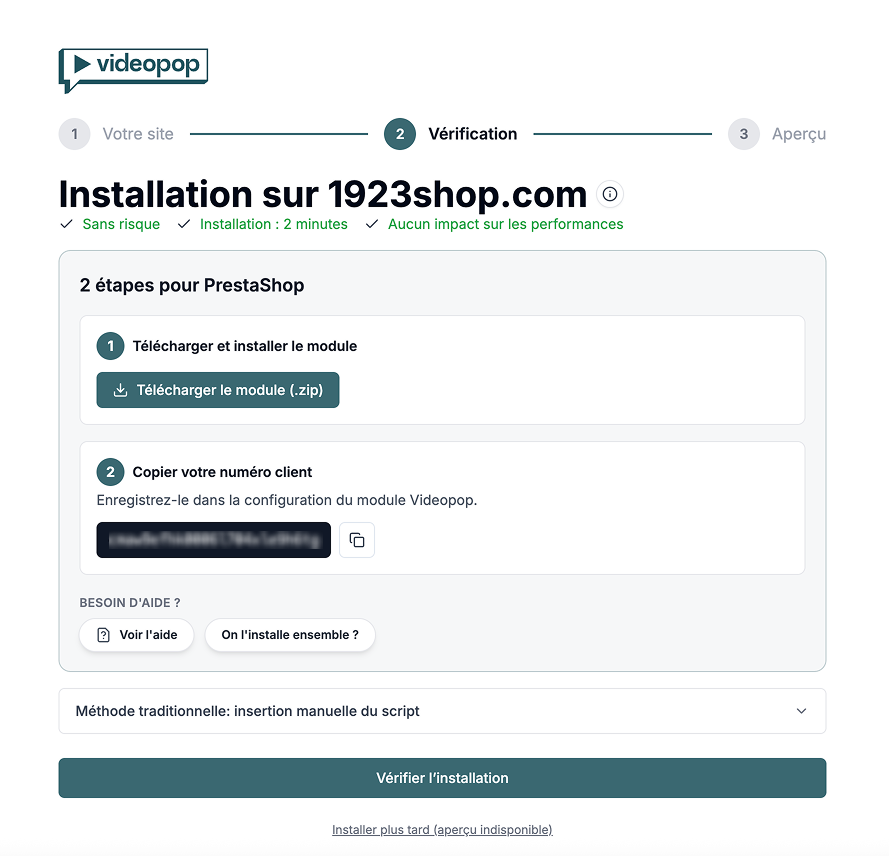 Installer videopop sur Prestashop