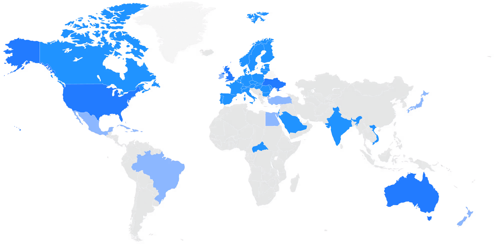 World map showing countries we cooperate with