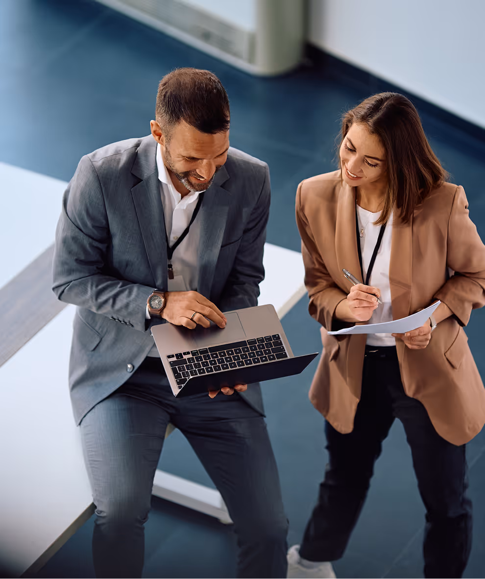 Two people are talking.