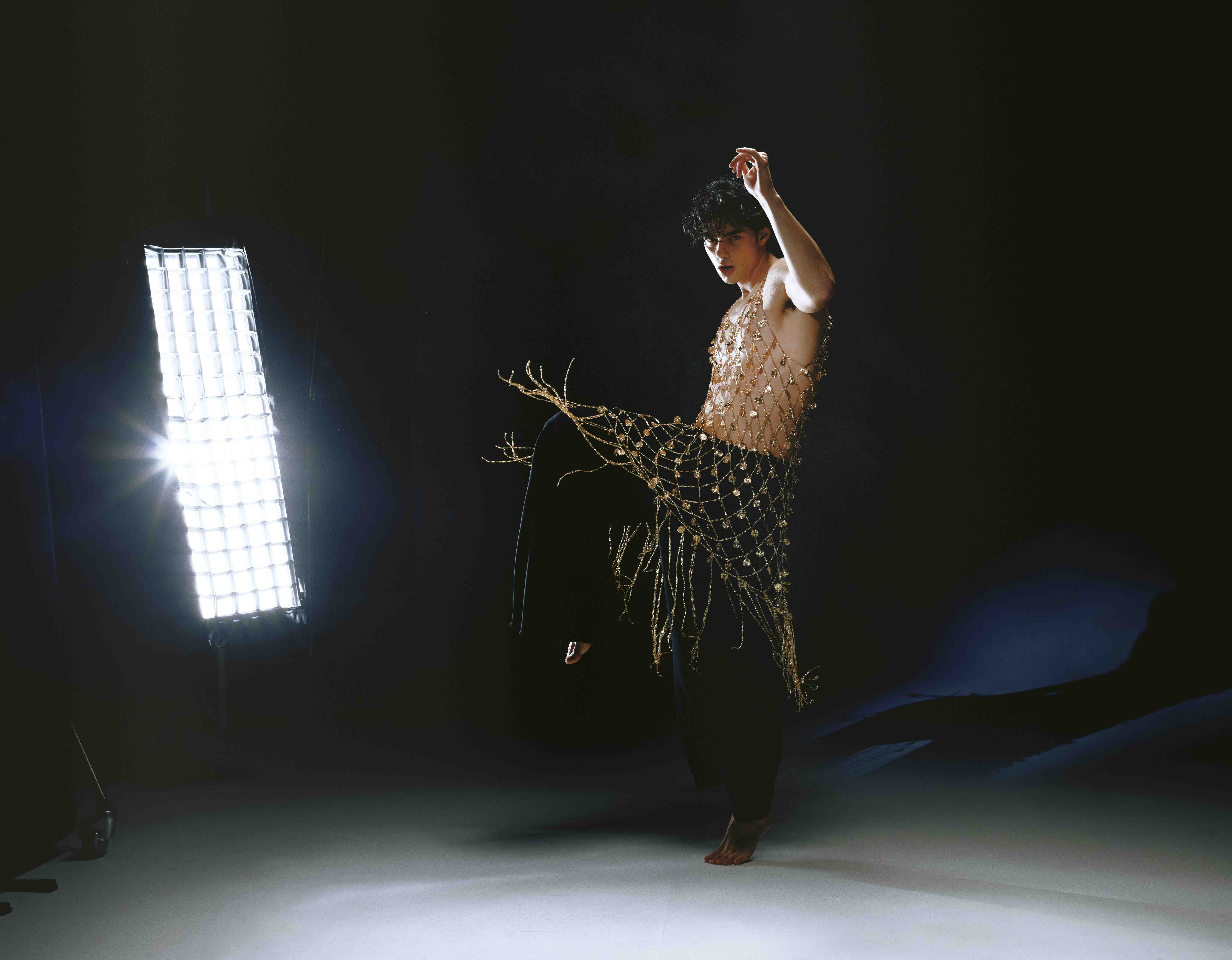Artfully staged fashion image styled by Bianca Fleisch x Paco Rabanne showing the one million fragrance
