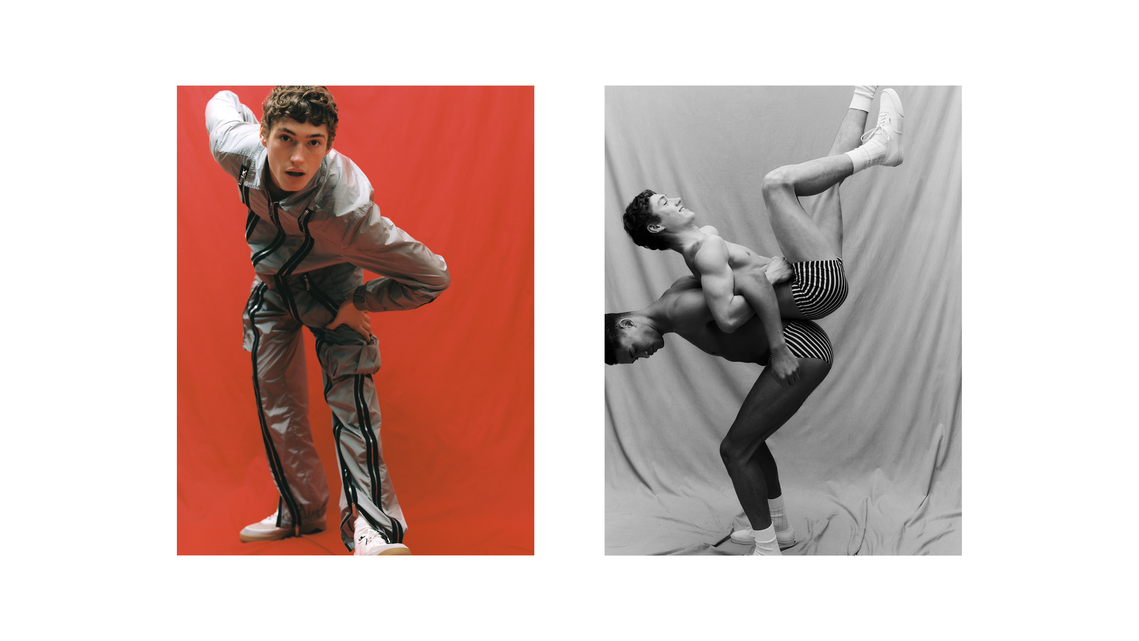 Studioaufnahme mehrerer Models mit Styling vor Leinwand von Bianca Fleisch