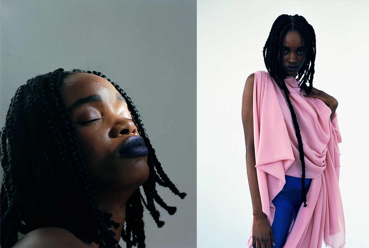 Fashion editorial with unique styling by Bianca Fleisch plus focus on the styling pink excotic looks moody lights but awake