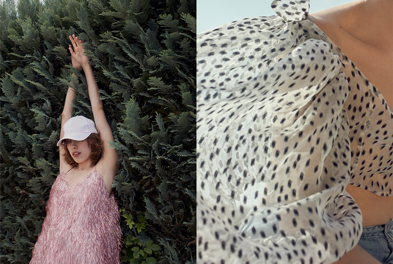 Artfully staged fashion image styled by Bianca Fleisch plus Detail shot of a styled outfit by Bianca Fleisch