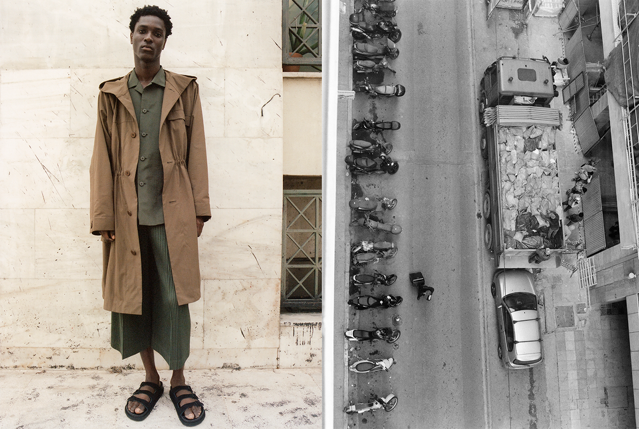 Street style look in an urban setting, styled by Bianca Fleisch plus behind the scenes footage of a city center 