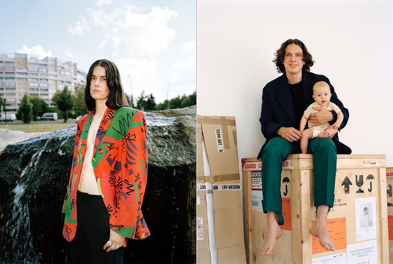 Street style look in an urban setting, styled by Bianca Fleisch plus Home view, man and baby