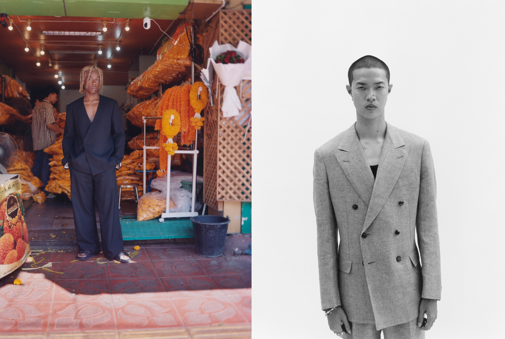 Street style look in an urban setting, styled by Bianca Fleisch plus Artfully staged fashion image styled by Bianca Fleisch