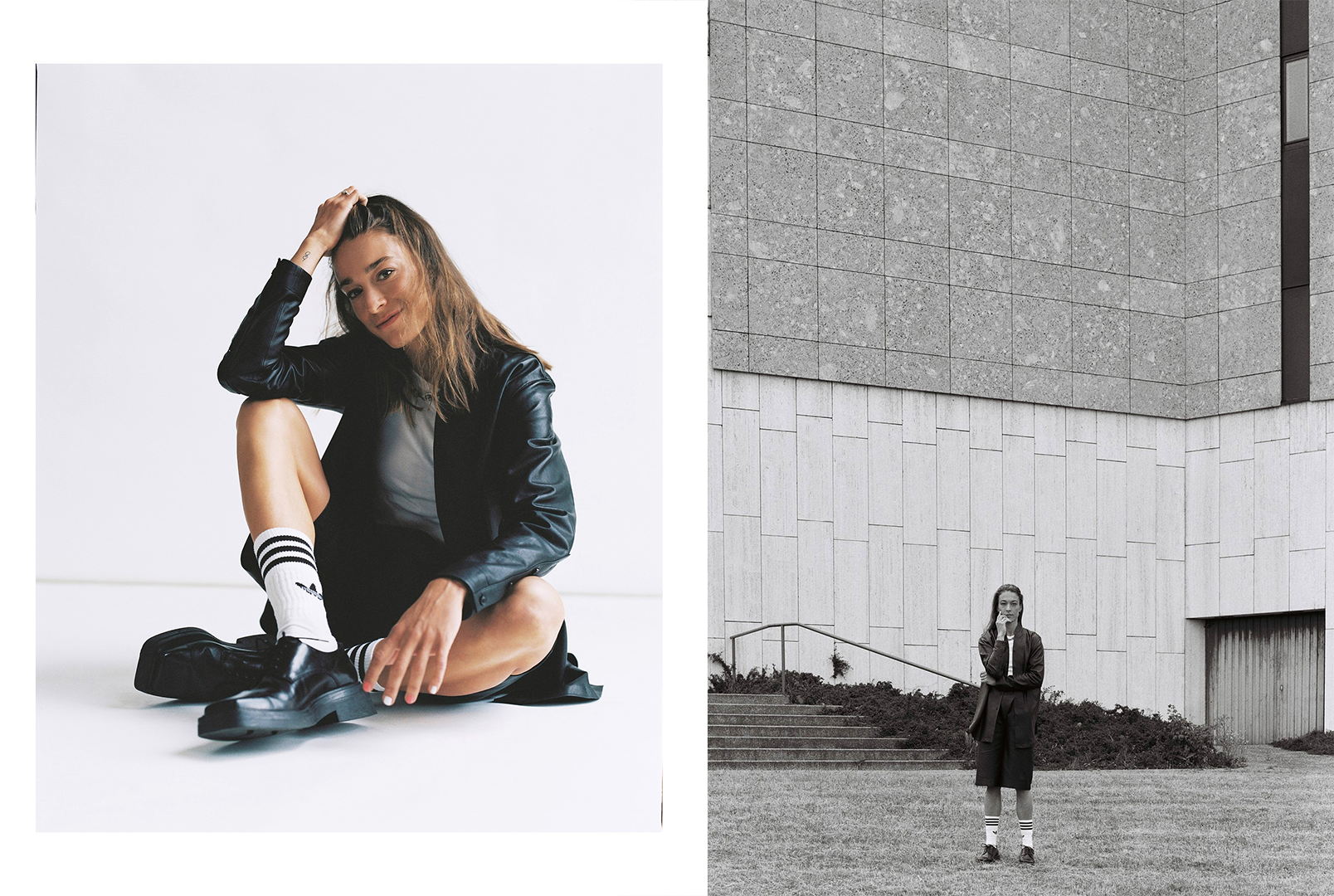 Studio portrait of a model styled by Bianca Fleisch with the german national female soccer players as the models 