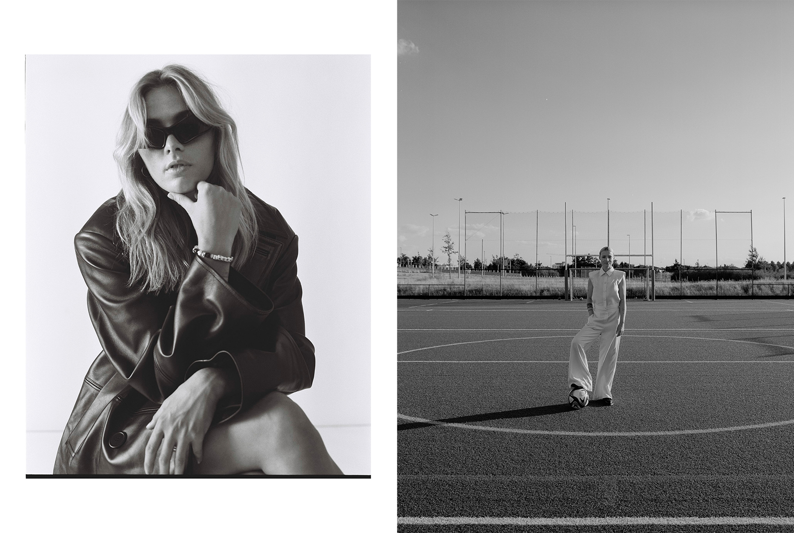 Studio portrait of a model styled by Bianca Fleisch with the german national female soccer players as the models 