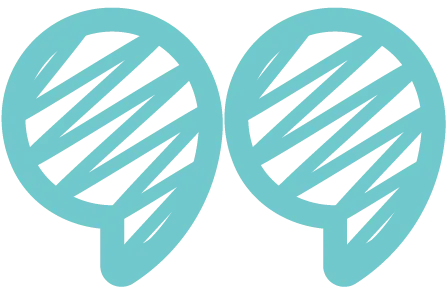 Light blue scribbled quotation mark symbols on a black background.