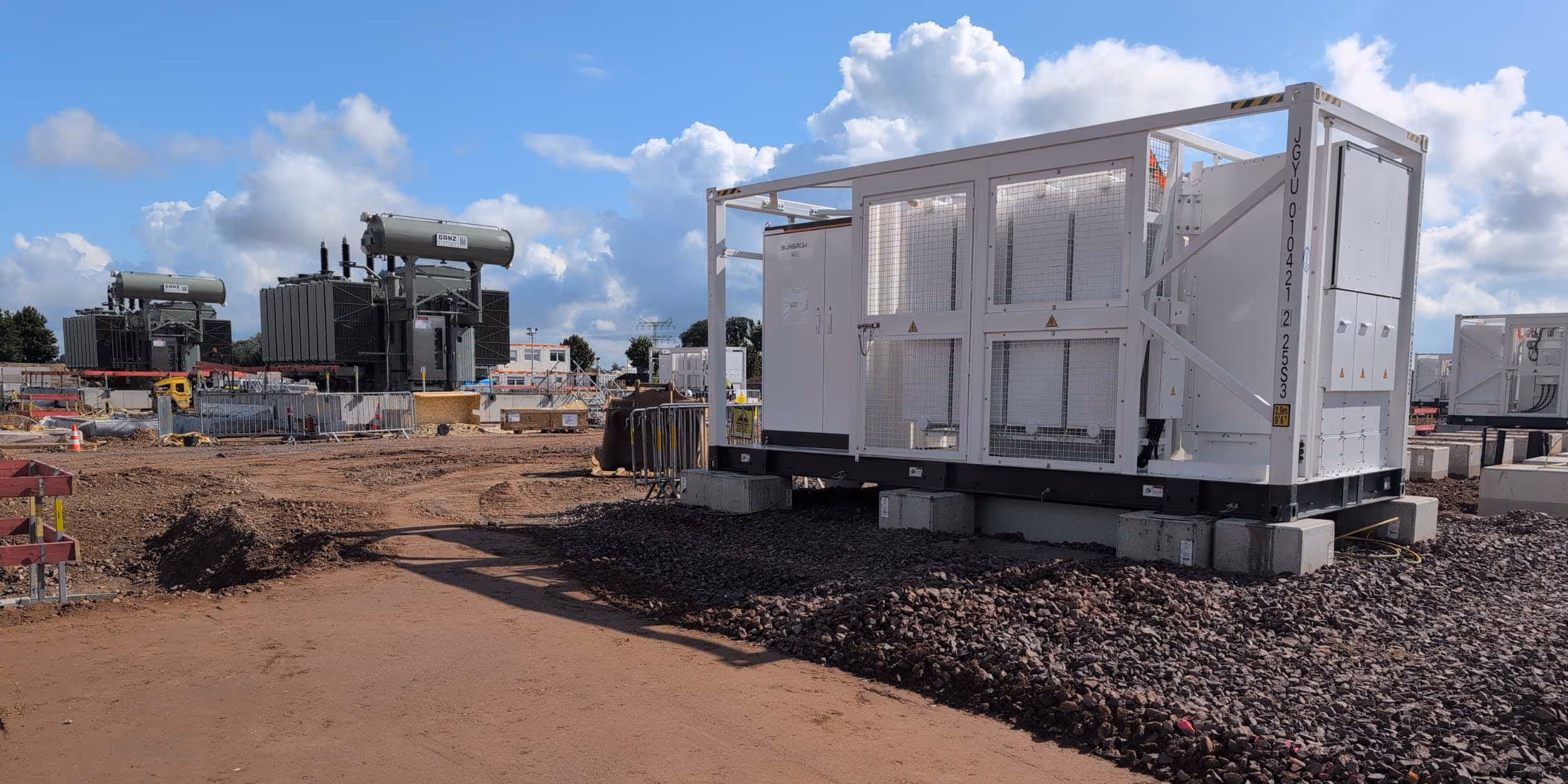 Construction site of huge storage containers