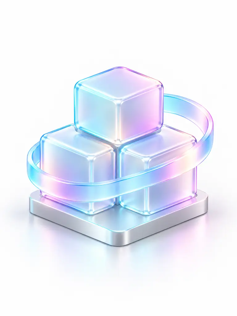 Modular glass blocks representing a connected enterprise AI platform.