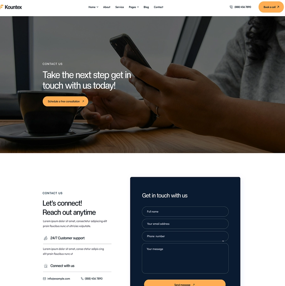 Kountex-landing-contact-one-page-image