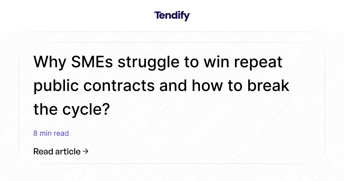 Tendify | Why SMEs struggle to win repeat public contracts?
