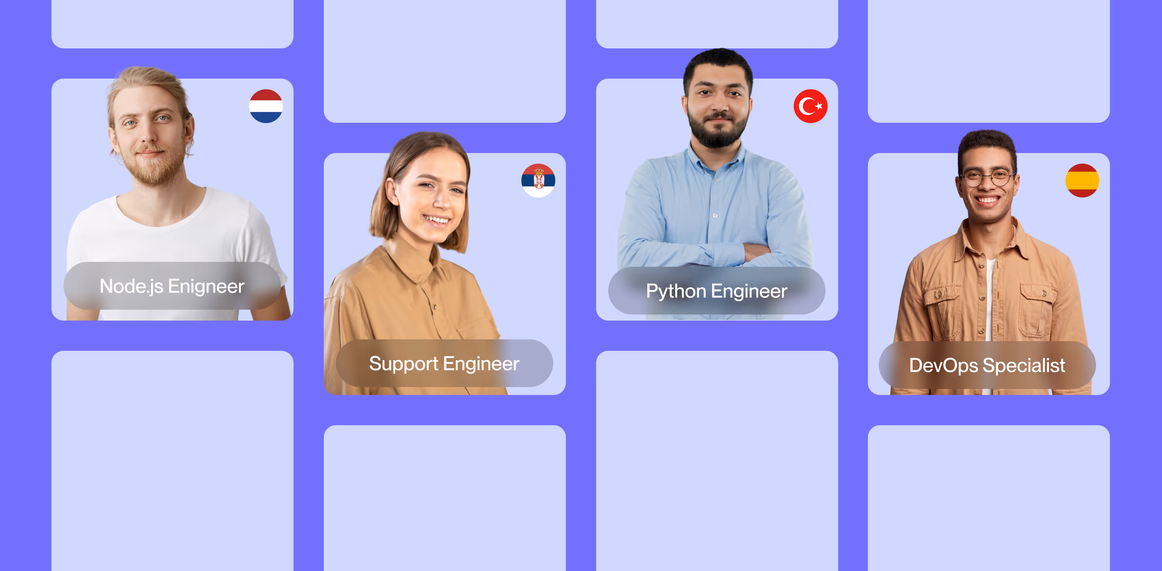 Image of young people from different countries and their professions