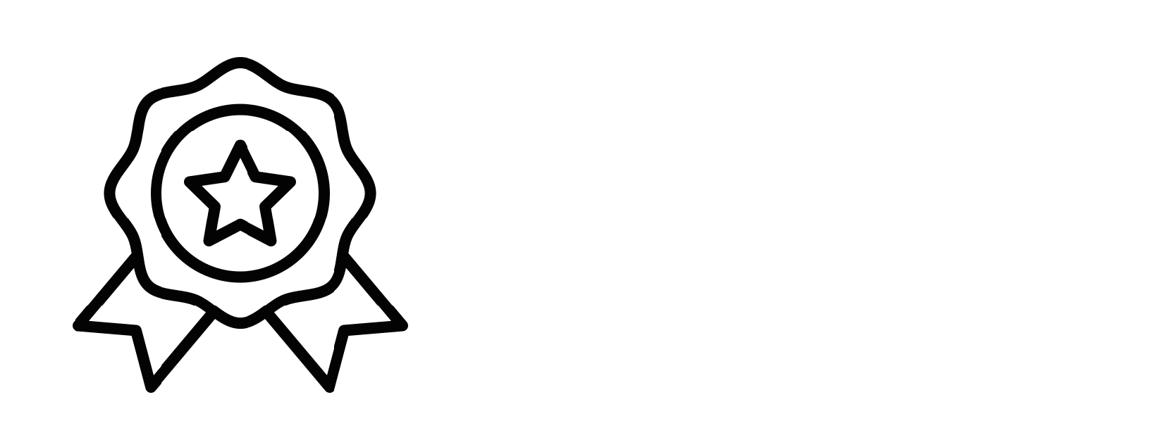Outline of an award ribbon with a star in the center, symbolizing quality or reliability.