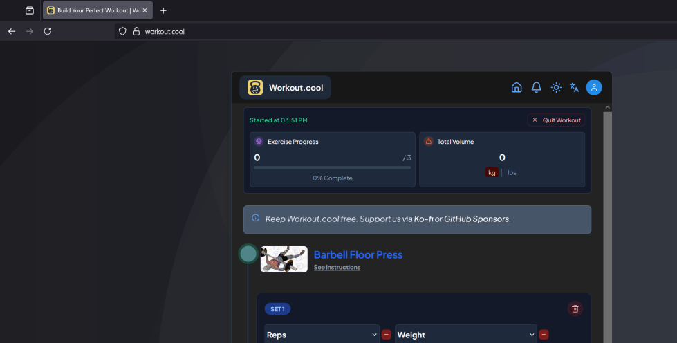Aplikacja open source workout.cool