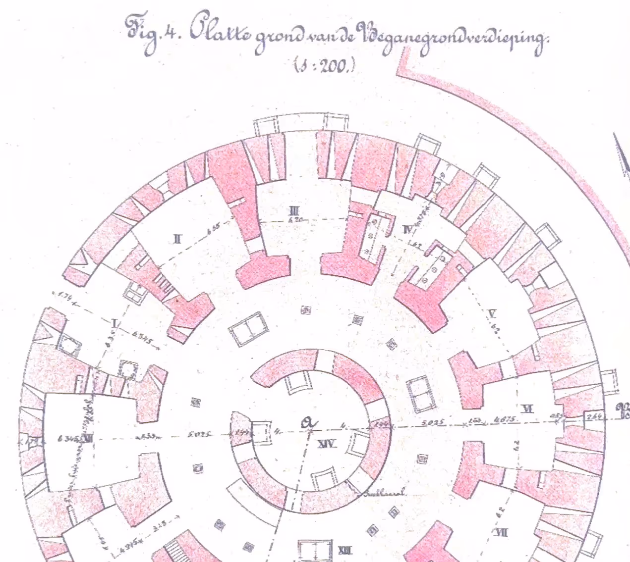 Oude plattegrond Fort Vuren