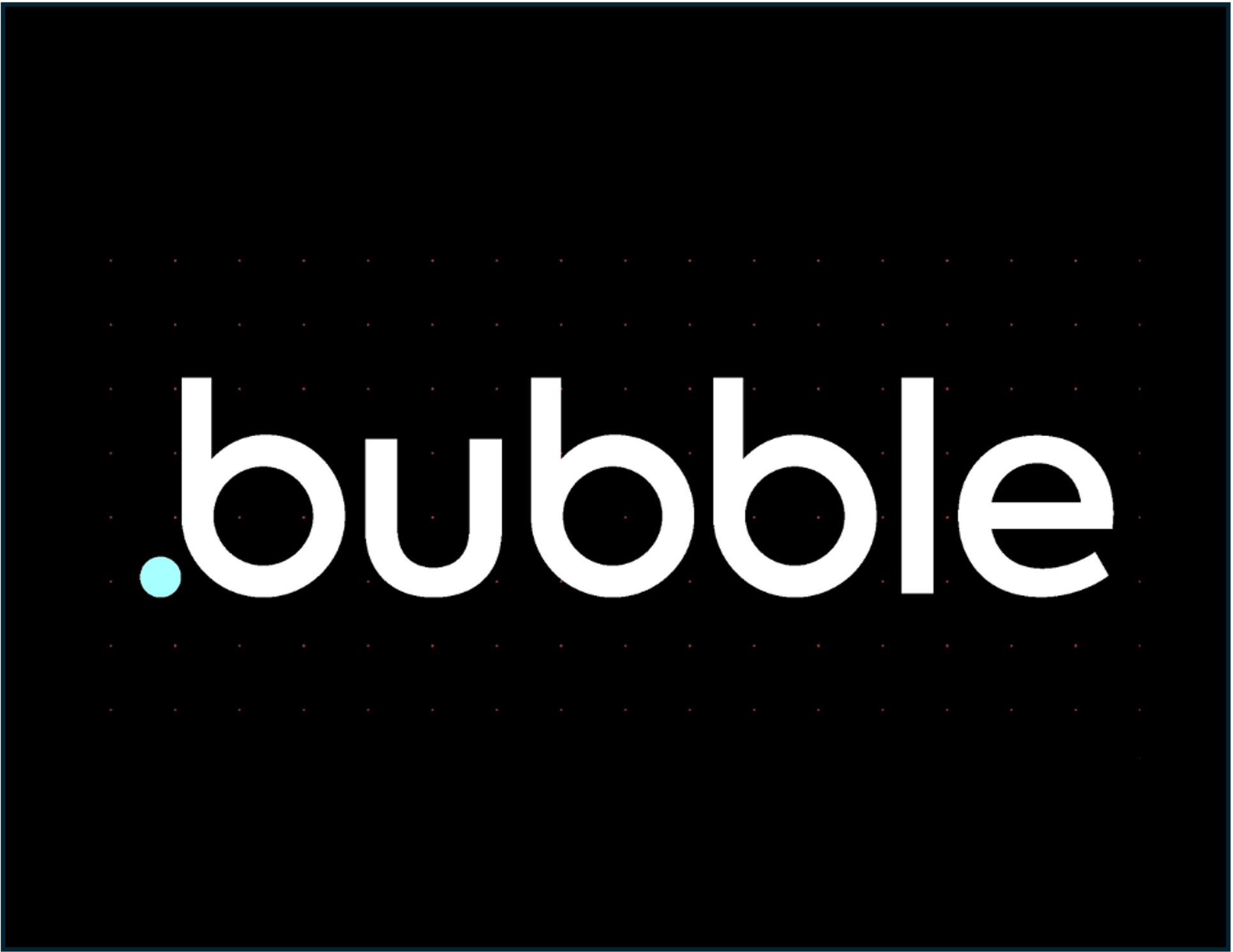Logo de Bubble avec un point bleu clair à gauche du texte blanc sur fond noir.