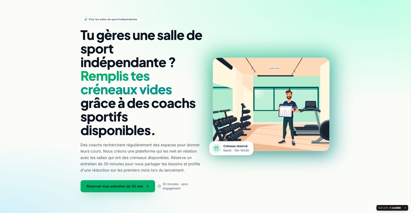 Landing CoachSpot — héros (Lovable)