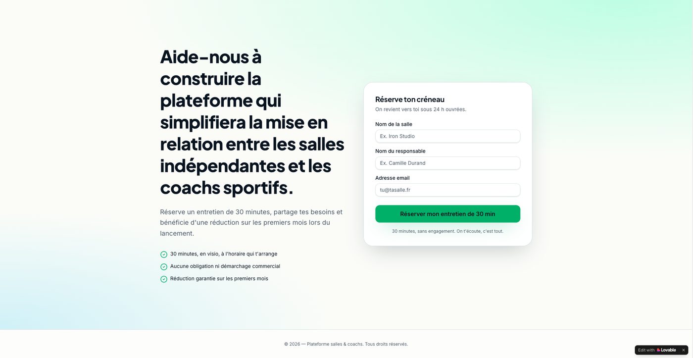 Landing CoachSpot — étapes & témoignages (Lovable)