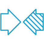 Two arrows pointing at each other icon