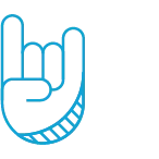 An icon of a hand giving the sign of the horns