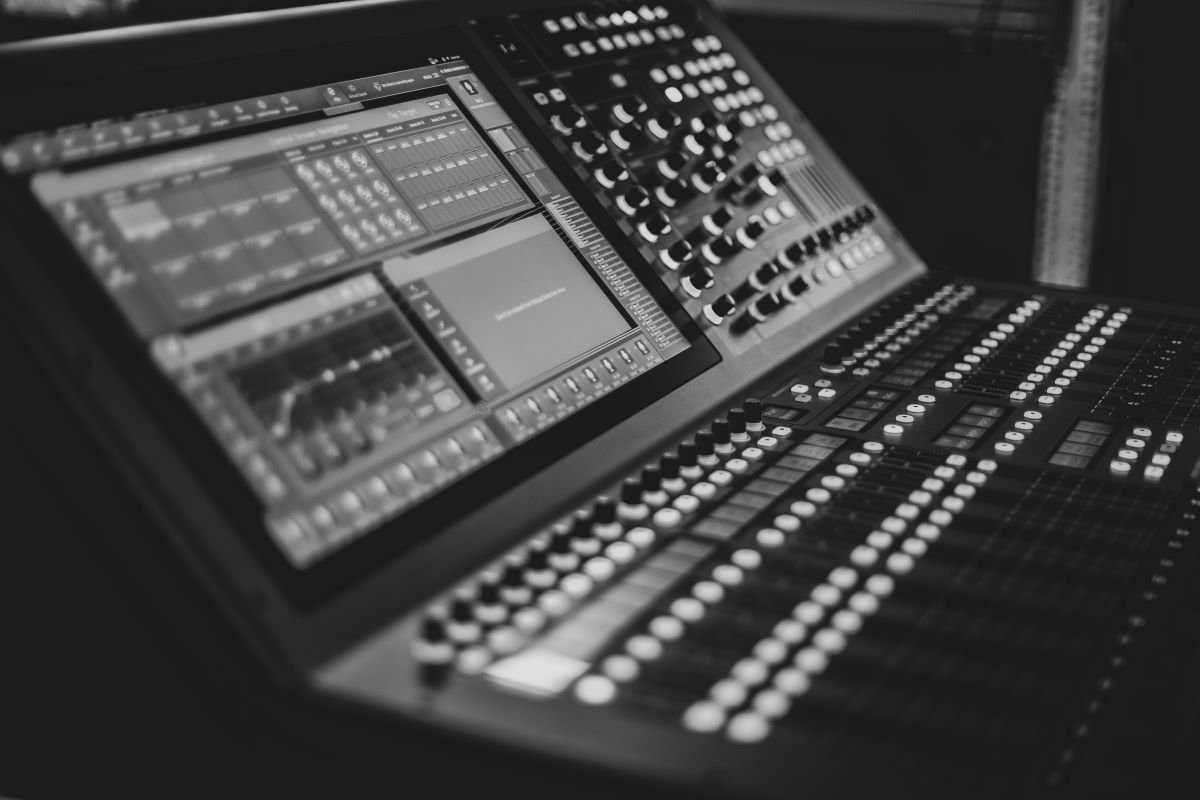 Close up of audio console