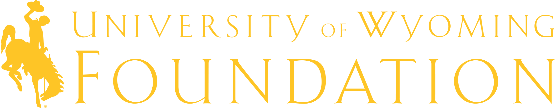 University of Wyoming Foundation logo with a cowboy on a bucking horse in gold.