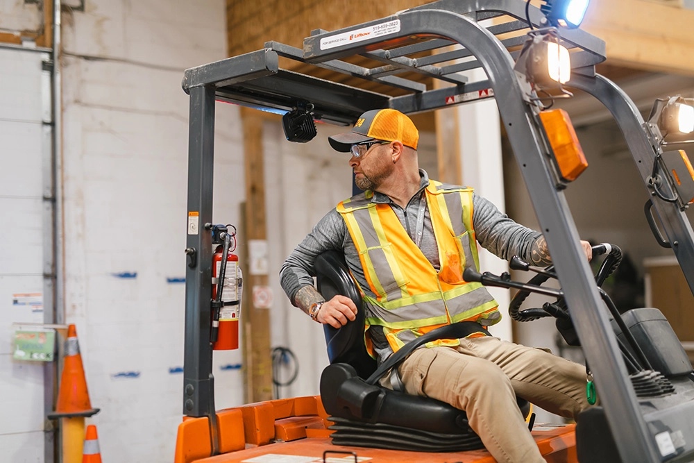 Pathways Skills Training participant operating a forklift